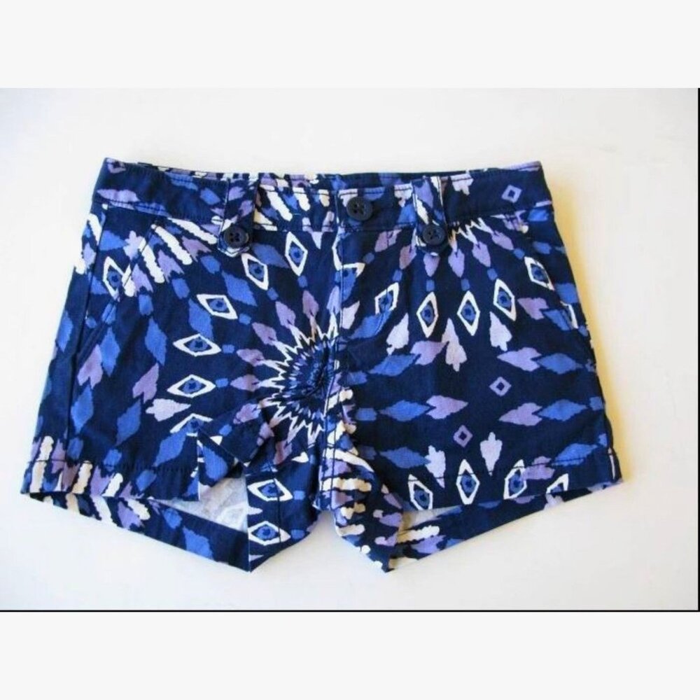 NWT Gap Kids girl Navy blue purple white mosaic flower coastal beachy shorts 6 7